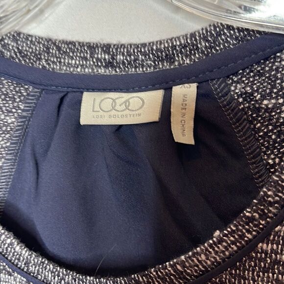 LOGO By Lori Goldstein Navy Blue Sequins Panel Back Tunic  Sweater. Size XS. - Picture 4 of 8